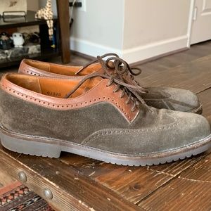 Salvatore Ferragamo Men's Suede Leather Shoes olive green vibram Size 8.5 D